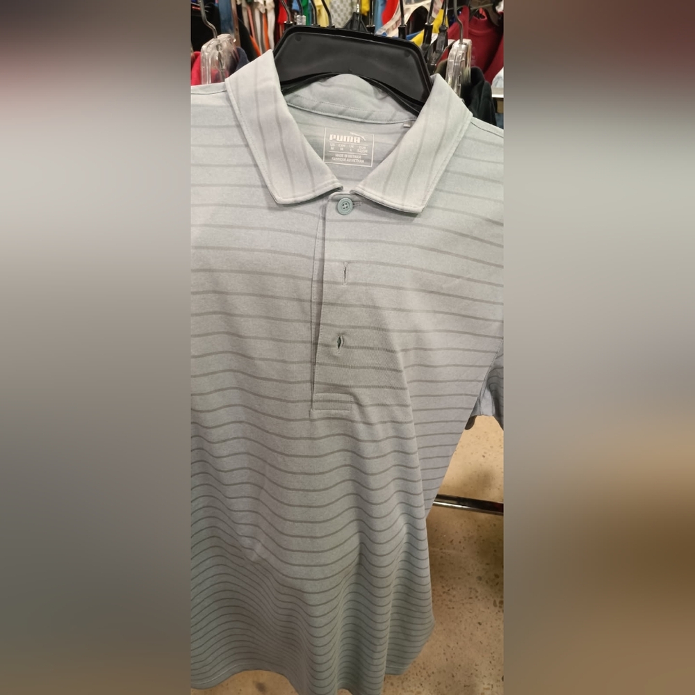 Puma Men's Light Gray Polo Shirt Medium